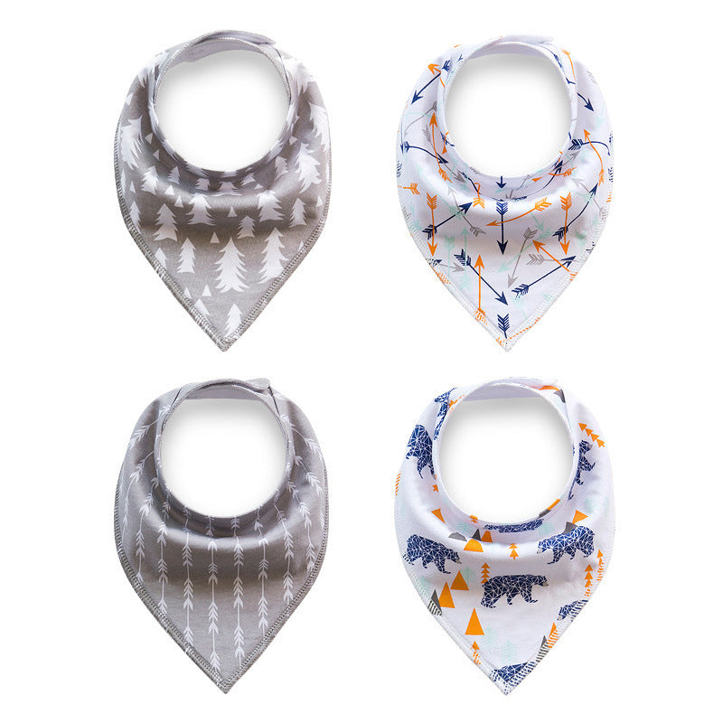 Genio Baby Cute Bandana Drool Bibs,  Absorbent Cotton, Baby Gift Set of 4