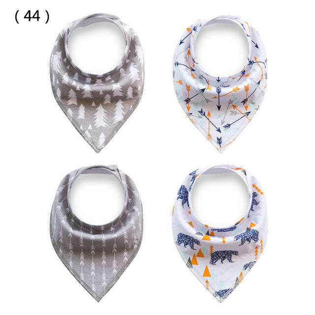 Genio Baby Cute Bandana Drool Bibs,  Absorbent Cotton, Baby Gift Set of 4